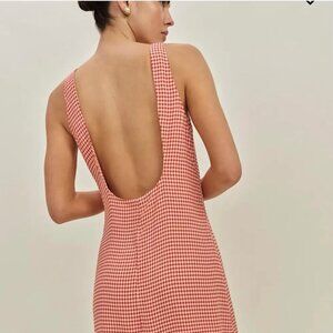 Reformation Red and White Gingham Mini Dress Size 2 NWOT